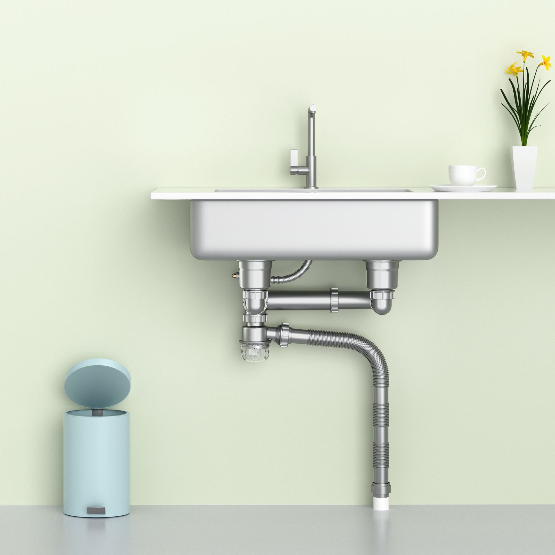 Wholesale of 304 stainless steel double-channel drain for washbasins, kitchen washbasins, vegetable washbasins, anti-odor washbasins and drain pipes details Picture