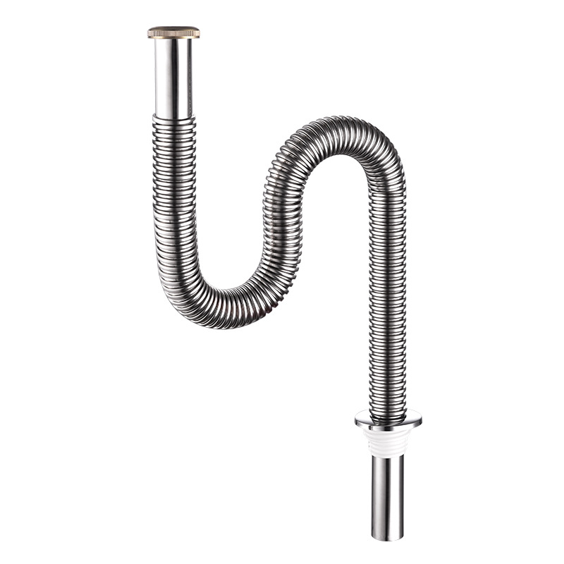 Wholesale 304 stainless steel corrugated washbasin drainpipe, P-shaped and S-shaped washbasin drainpipe, curved and shaped wholesale Item Picture