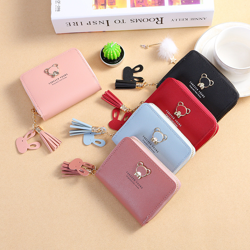 ins Mini Wallet Girls' Short Student style Korean cute Bear zipper 2021 New Women's coin Purse Mini bag Application Scenario