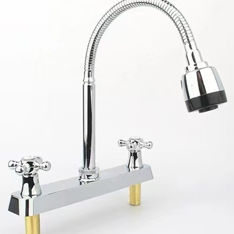 Cross-border South American 8-inch double-handle hot and cold faucet, zinc alloy body kitchen sink, RV 360-degree universal rotating faucet Item Picture