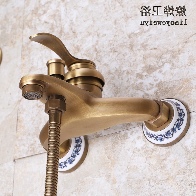 Antique-style shower head set, all-copper bathroom hot and cold water faucet, bathtub faucet, simple shower head Application Scenario