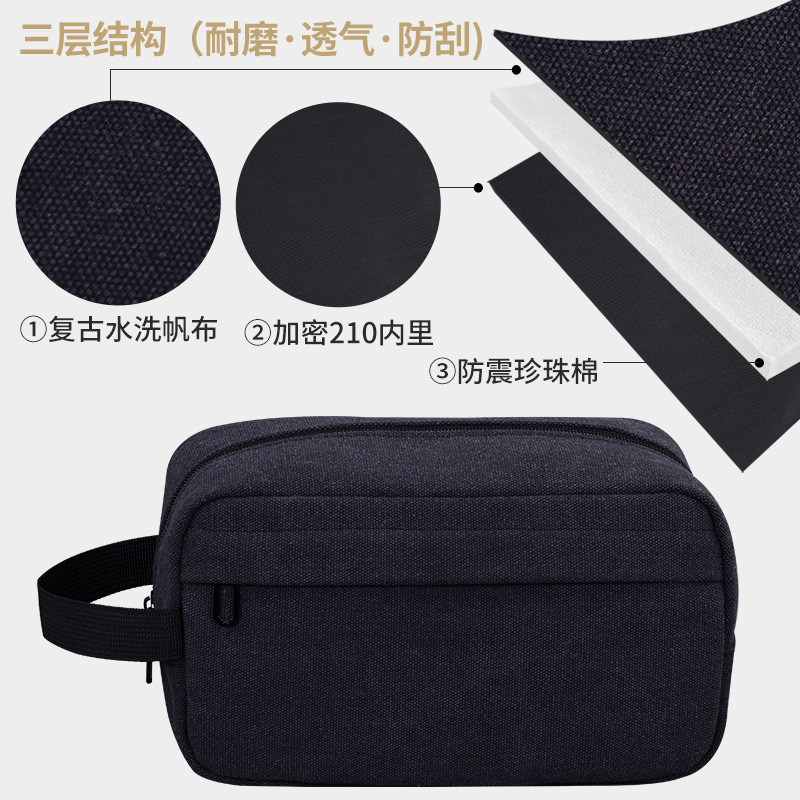 A new minimalist canvas toiletry bag for cross-border Amazon, a portable and large-capacity men's makeup bag for business travel details Picture