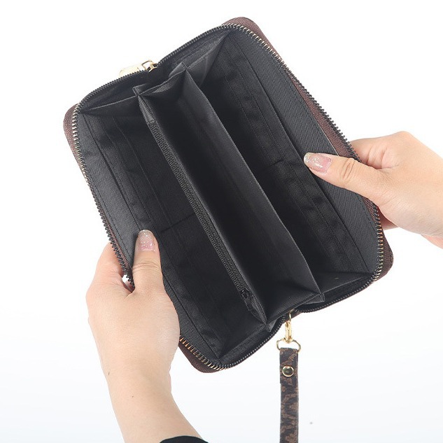 Fashionable printed single-layer zipper bag, long wallet, large capacity, multi-slot mobile phone wallet, wholesale ladies' wallet Item Picture