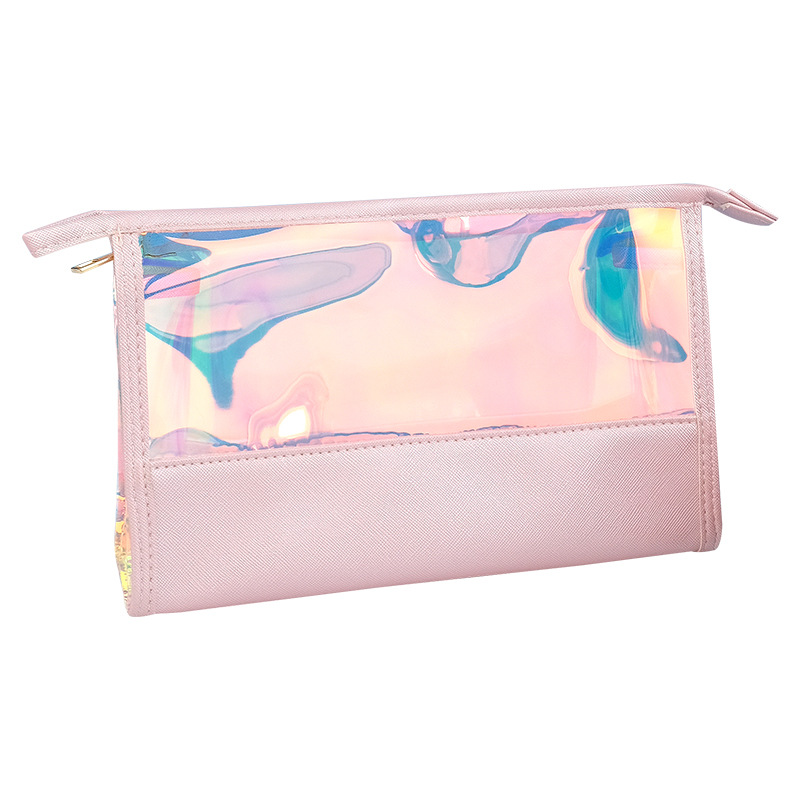Xiaoxiang's travel laser lazy person makeup bag with a high-end feel, transparent foreign trade style, business trip set and toiletry bag Item Picture