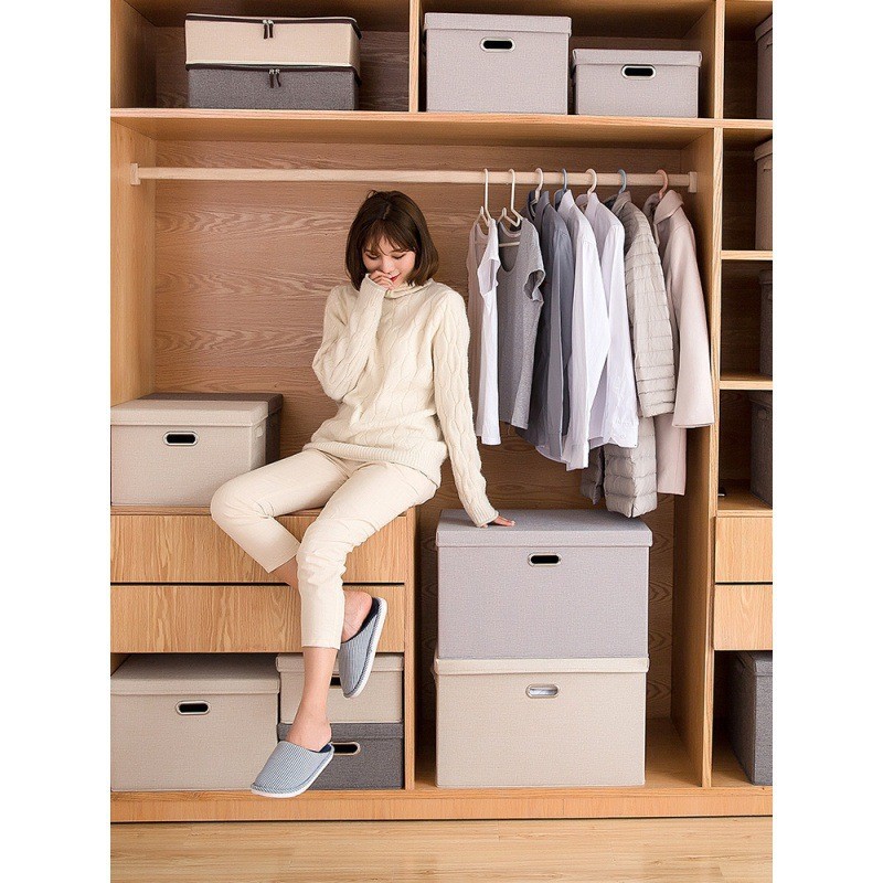Customized metal hand-held washable cotton and linen top and bottom cover storage boxes and foldable fabric storage boxes based on provided drawings or samples Specification drawing