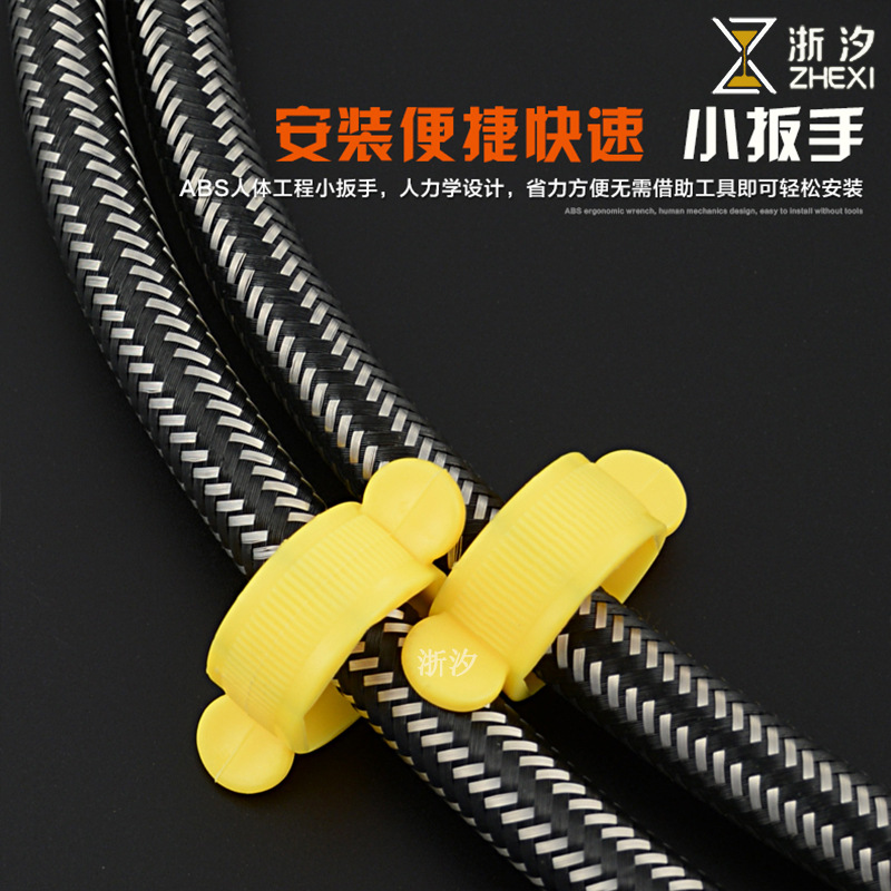 304 stainless steel black steel wire braided pipe for hot and cold toilet water inlet 4-minute hose, high-pressure explosion-proof water heater water supply pipe Application Scenario