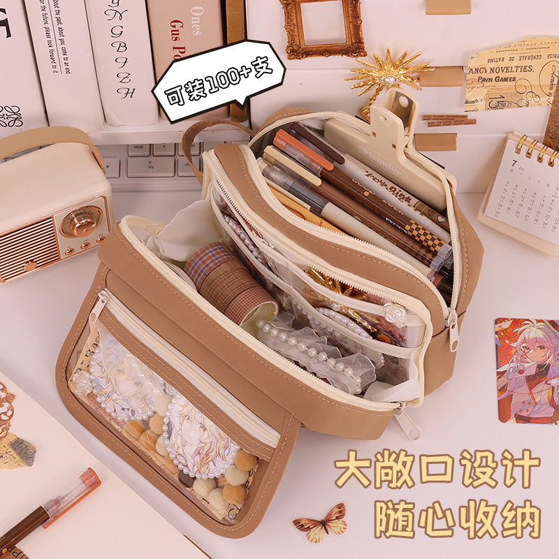 Small-sized multi-functional pain-relieving pen case, large-capacity transparent 2D pain-relieving pencil box, high-end feel for primary school students Application Scenario