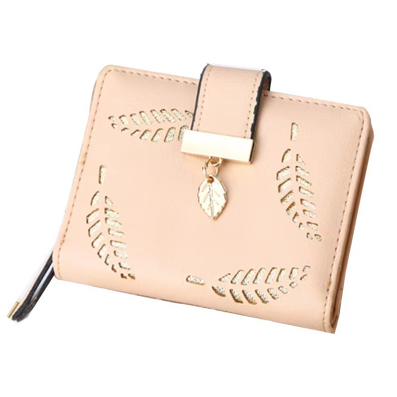 New Korean-style short wallet, ladies' zipper buckle, hollowed-out leaf small wallet, wallet and card case manufacturer wholesale Item Picture