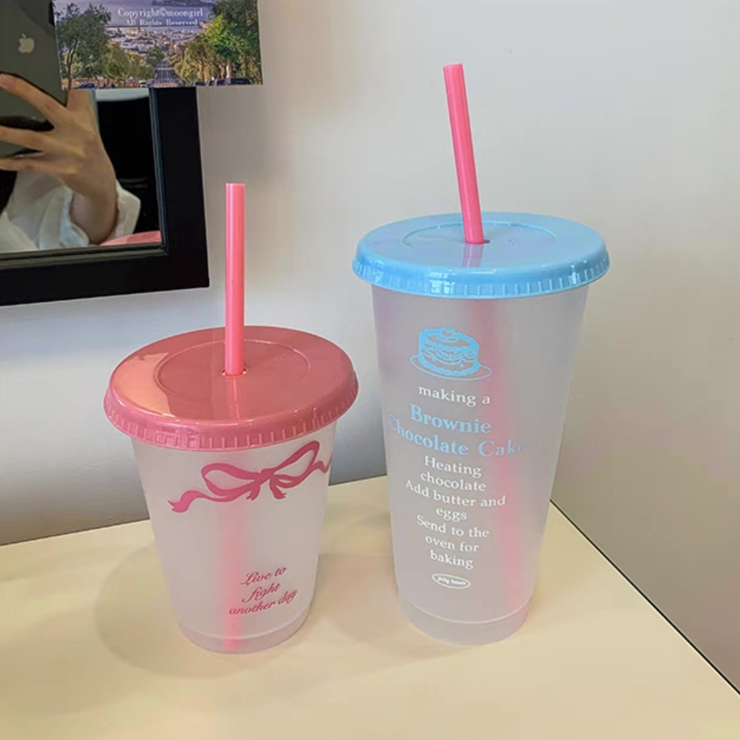 ins Summer plastic straw cup, new transparent cup with high appearance level, portable large capacity, cute internet-famous water cup for girls Specification drawing