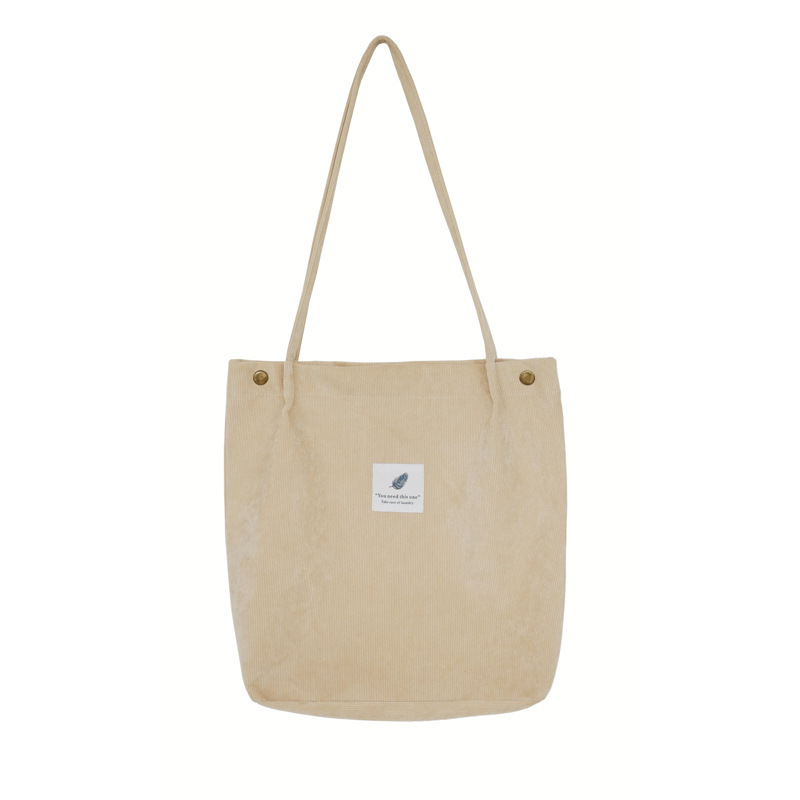 J10 Wholesale Korean version corduroy four-button women's bag, large capacity artistic single-shoulder bag, student shopping bag for women Item Picture