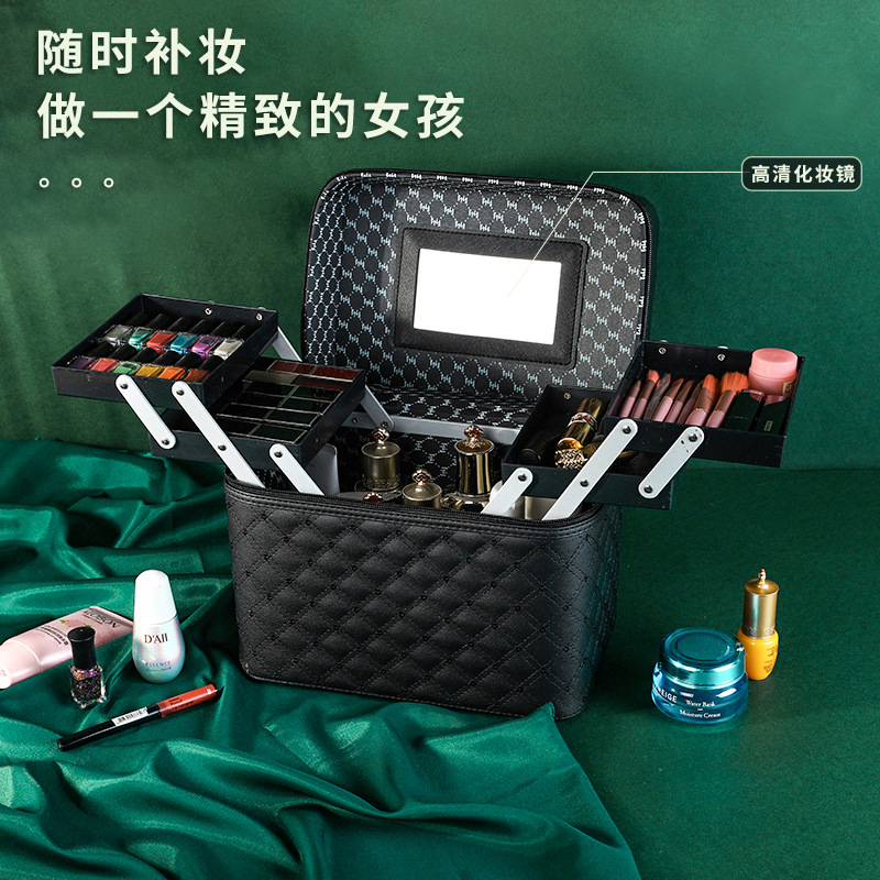 Factory-customized logo makeup box, large-capacity portable cosmetics storage box for home use, multi-functional nail art box details Picture