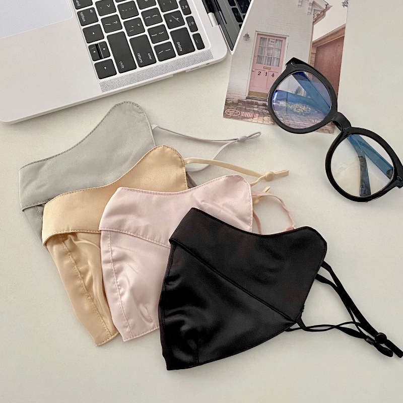 Light and thin summer silk mulberry silk sun protection mask for going out to block ultraviolet rays, face mask with eye protection corners, soft face mask for women details Picture