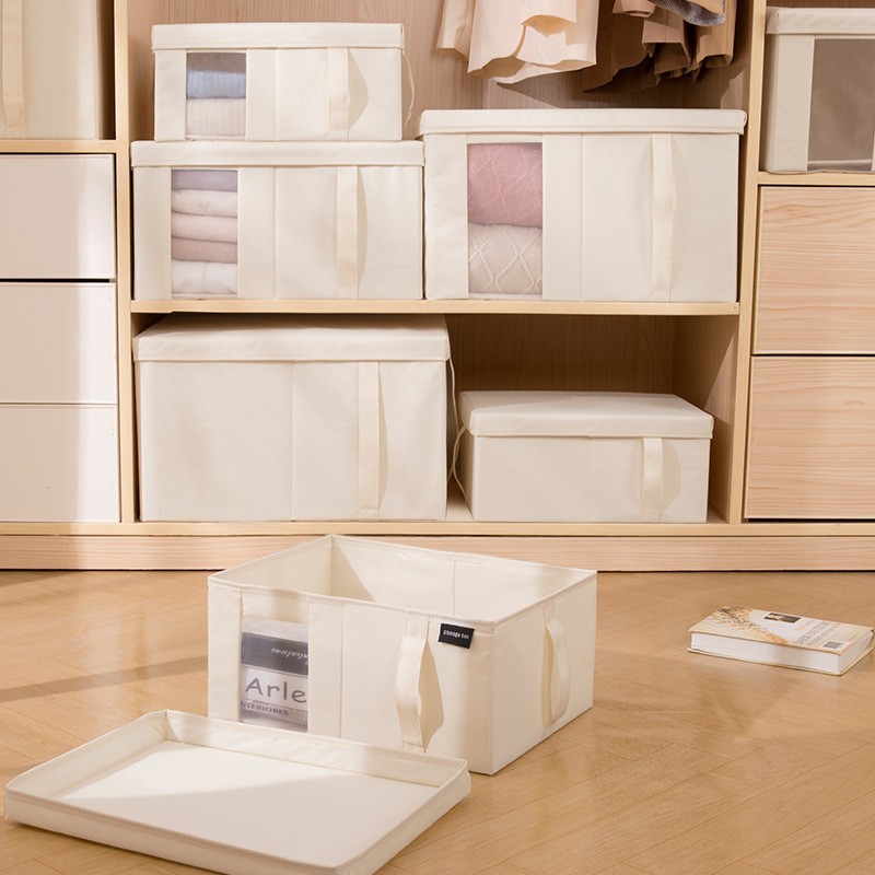 Zhixiangjia's new transparent storage box, windowed solid-color clothing organization box, household items, children's clothing storage box full figure