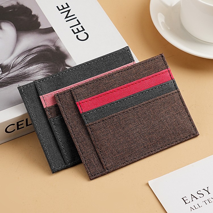 New Ailun factory leather card holder, ultra-thin card holder, RFID card holder, color-blocking PU card holder, work ID card holder