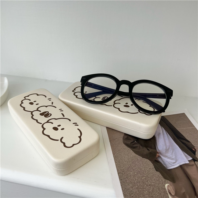 Original style! Ins-style cute bear glasses case, creamy portable anti-pressure glasses storage box, couple style Specification drawing