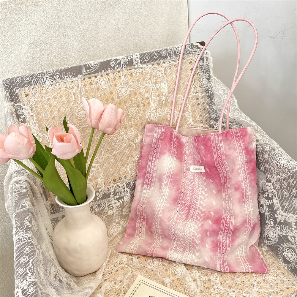 53141 tie-dyed lace bag design Vacation style single-shoulder bag for students and girls shopping bag with large capacity, trendy details Picture
