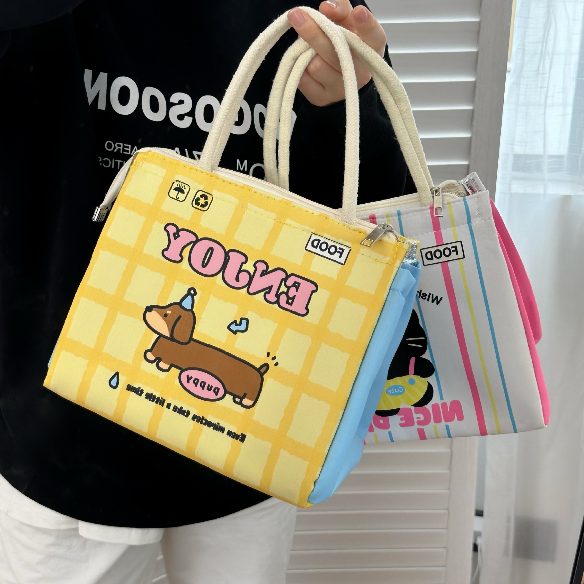Cartoon cute lunch box bag, hand-held heat and cold preservation bento bag, thickened fashionable extra thick aluminum foil lunch box bag, heat preservation bag Application Scenario