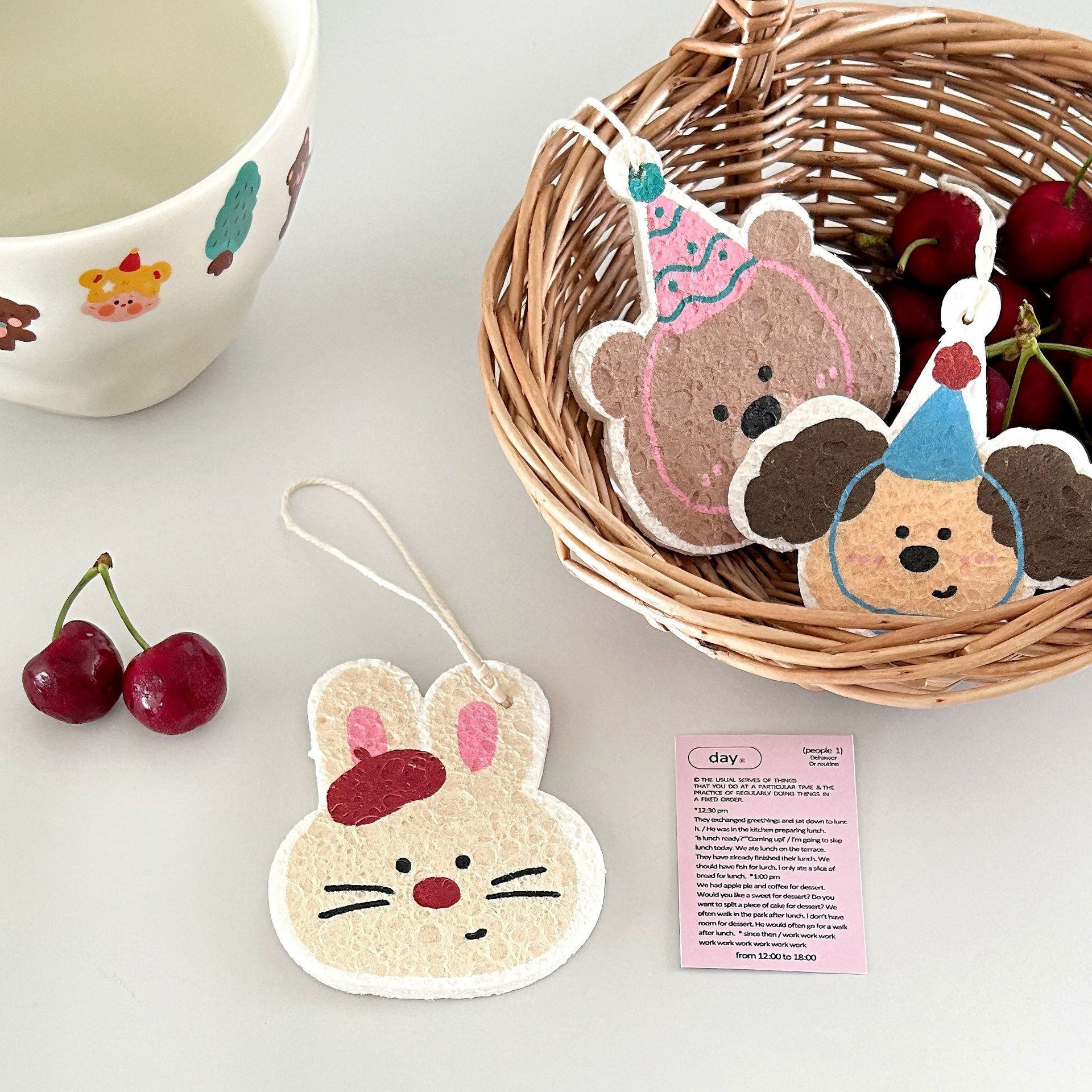 ins Cute natural wood pulp cotton cloth, a perfect tool for washing dishes and POTS, a stain-removing scouring pad, a household kitchen cleaning tool details Picture