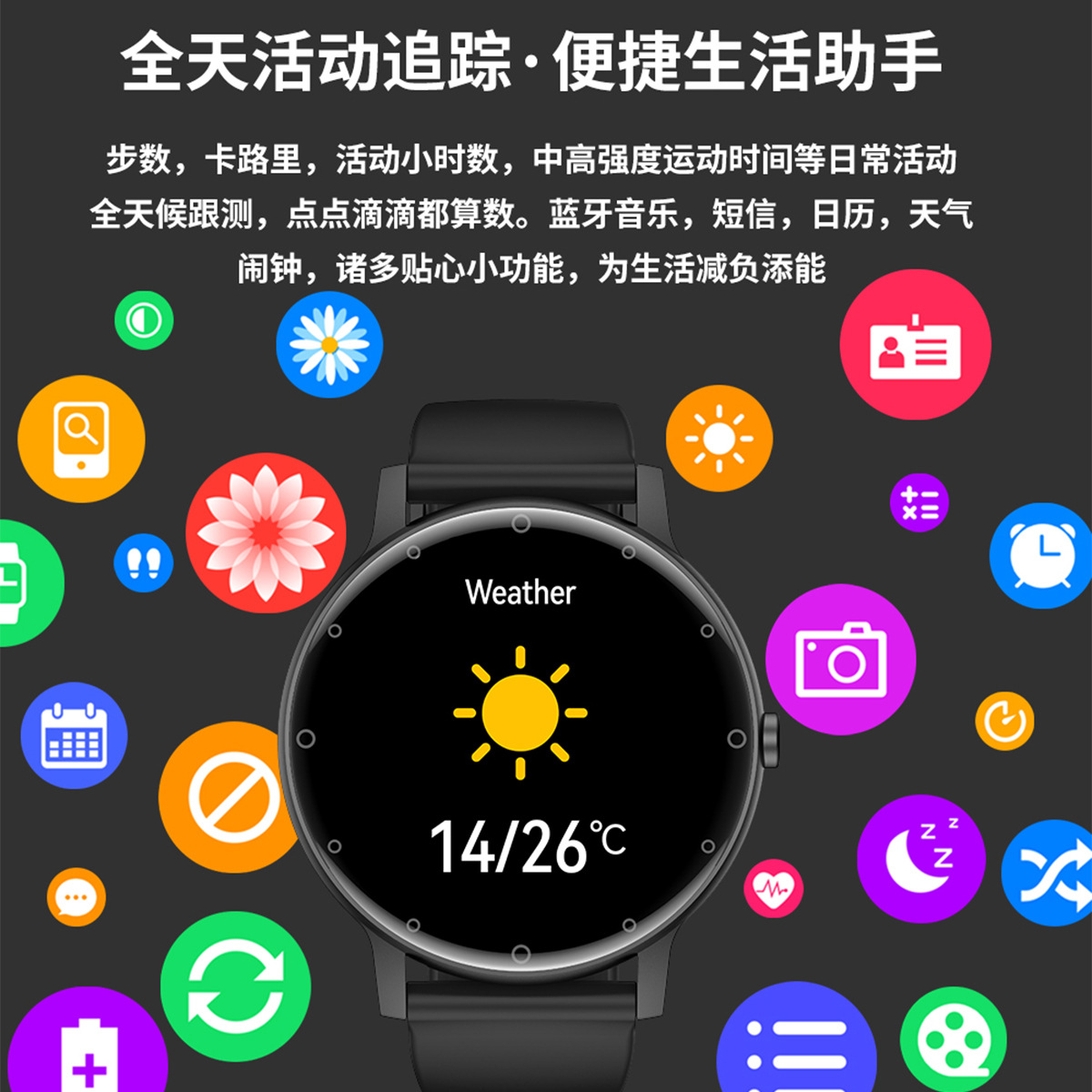 Smartwatch Huaqiangbei S88 Smart Bracelet for sleep, heart rate and blood sugar monitoring, Bluetooth men's sports watch details Picture