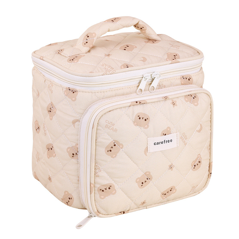 New multi-functional large-capacity high-end hand-held makeup bag, zoned cosmetics storage bag, portable travel toiletries Item Picture