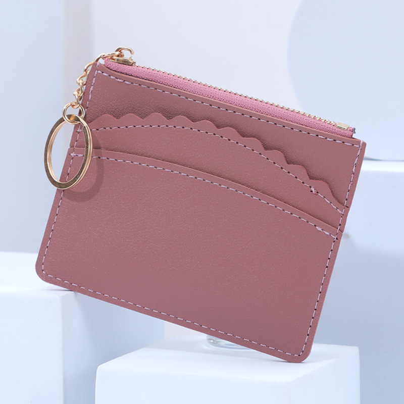 New card case, coin purse, zipper, mini wallet, female student coin storage, wavy lace keychain wholesale order details Picture
