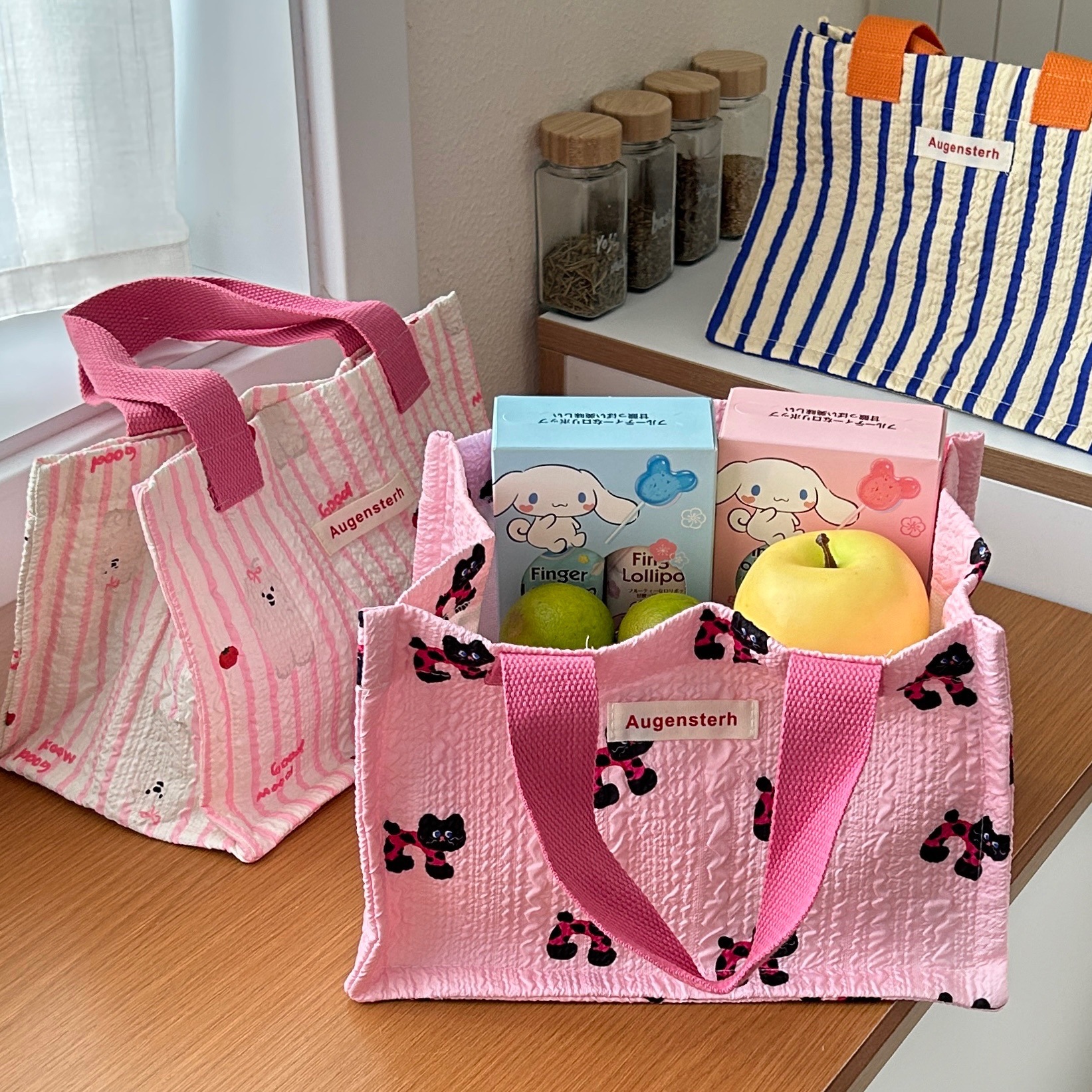 Cute bento bag for office workers, high appearance level portable lunch box bag, large capacity multi-functional handbag bento bag Specification drawing