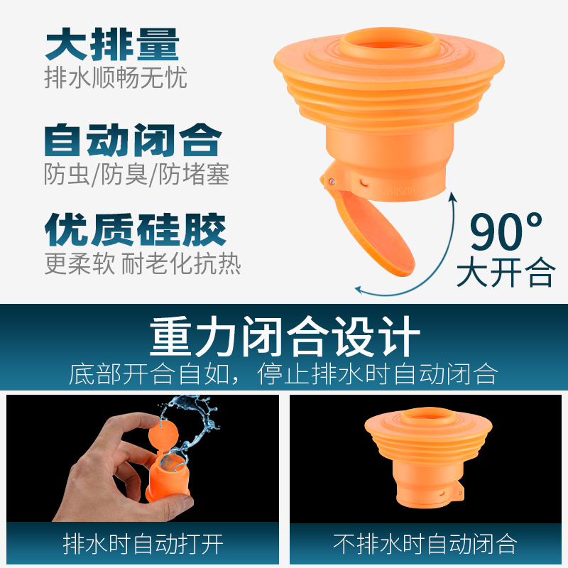 Anti-odor sealing cover for sewer pipes, kitchen washbasin, washing machine, floor drain, drainage pipe sealing plug accessories Specification drawing