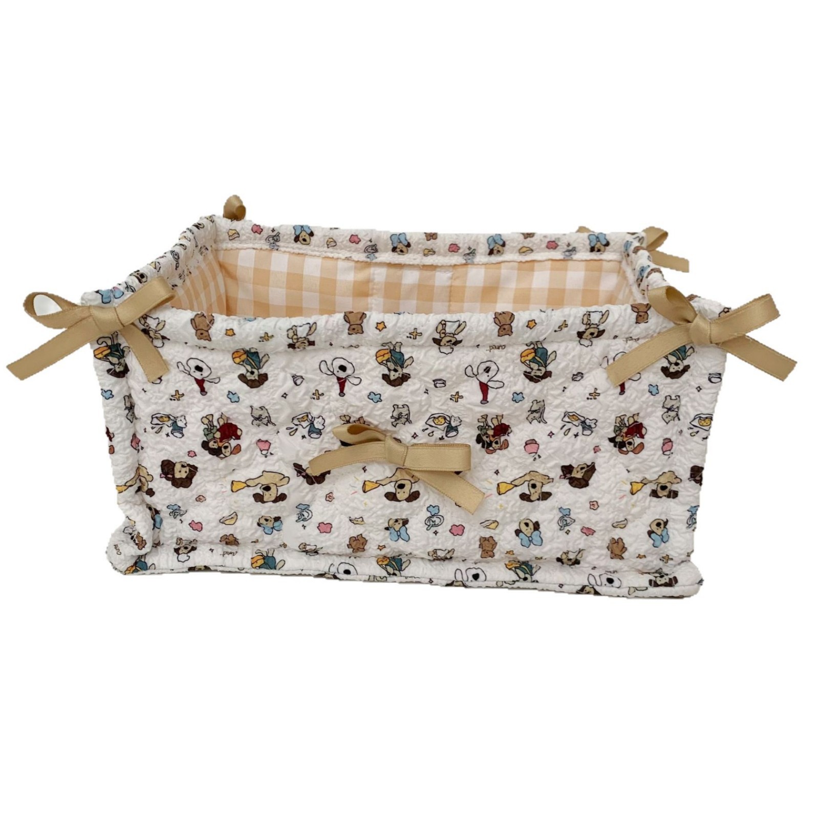 Cartoon dog quilted storage basket, Ins-style cute snack and sundries storage basket, storage box, cosmetics sorting bag Item Picture