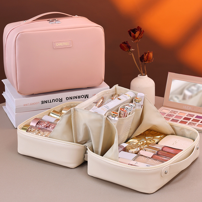 Cross-border large-capacity hand-held women's portable multi-layer makeup brush cosmetic storage bag, niche design toiletry bag Application Scenario