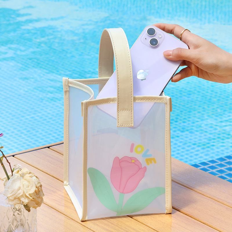 Summer transparent jelly handbag for women, portable makeup bag, InS-style souvenir, hand-held bag Specification drawing