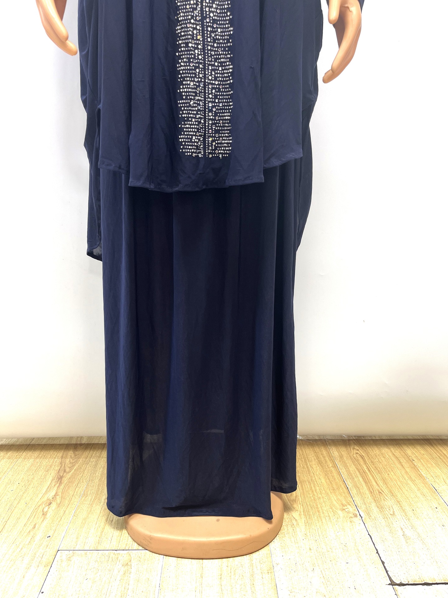 Manufacturer's cross-border large-sized African-style ice silk hot diamond double hat loose prayer dress, set skirt, Arab burqa, abaya long robe, women's hooded Muslim Application Scenario