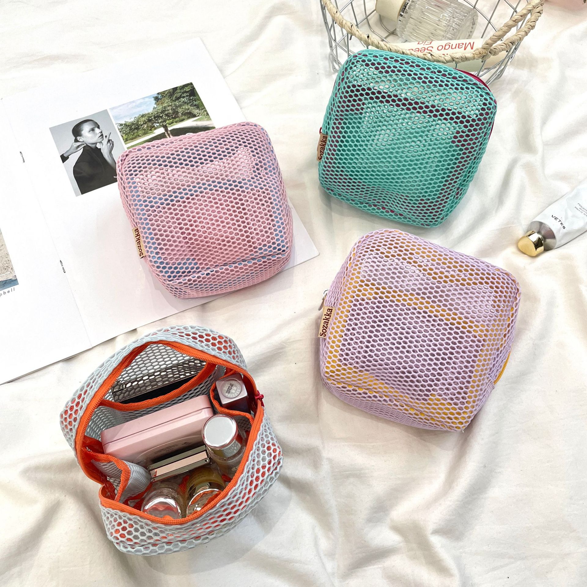 53263 Dopamine Small Square Bag, Mini Makeup Bag, Portable Mesh Lipstick Storage Bag, Sanitary Bag, Coin Bag full figure
