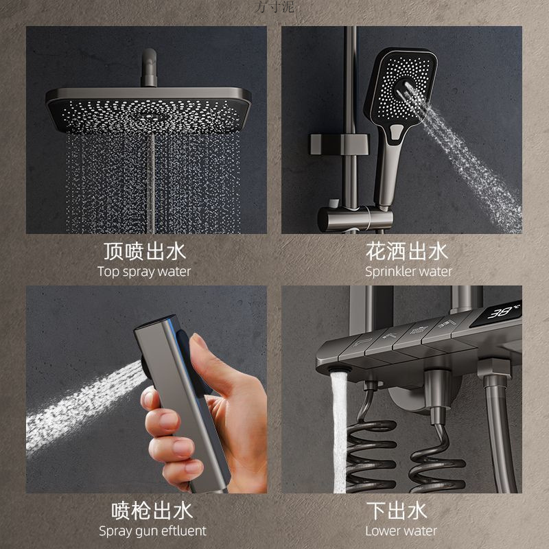 New brass piano key showerhead set, bath pressurized rain shower showerhead, wholesale from the source factory Application Scenario