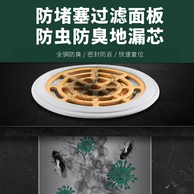 Selected all-copper floor drain deodorizer, bathroom filter screen, sewer pipe deodorizer, universal sealing inner core details Picture