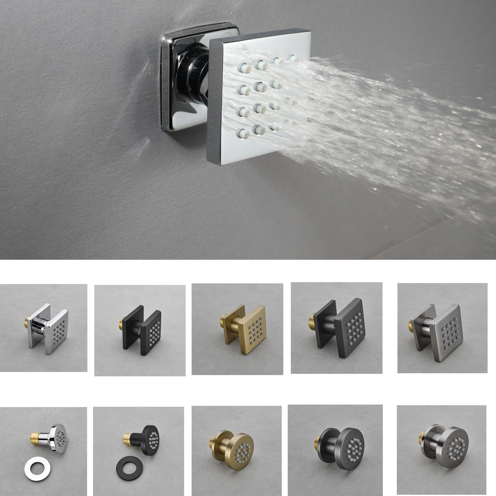 HIDEEP bathroom shower accessories: copper-plated black small side spray 2-inch wall-mounted showerhead side spray shower wall-mounted full figure