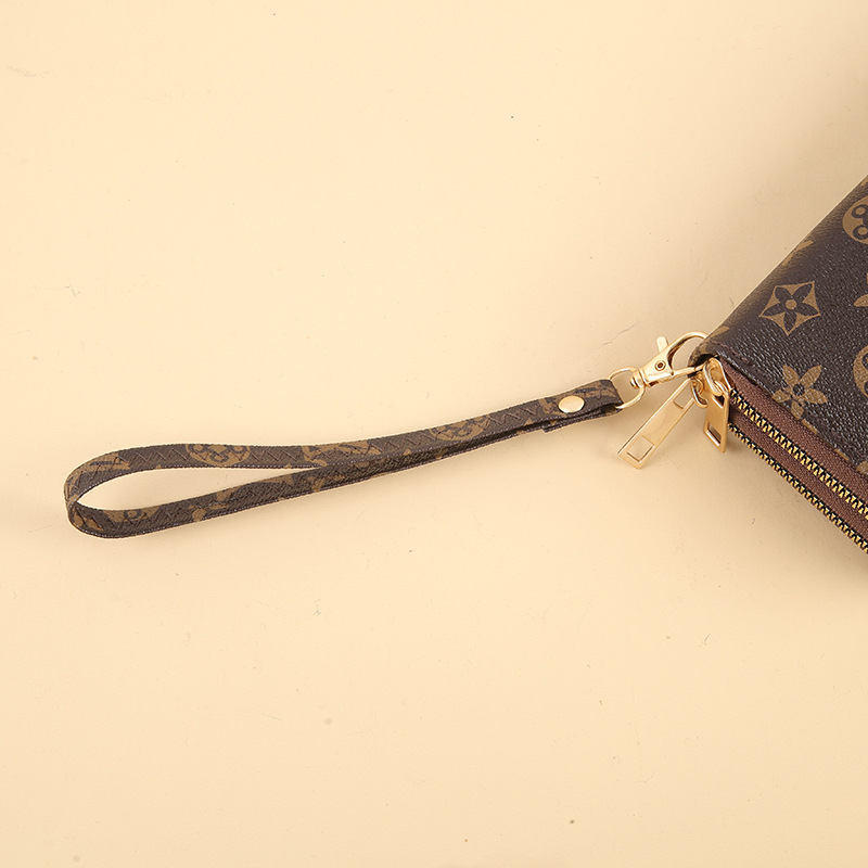 New printed wallet, long large-capacity double-layer clutch bag, double-zipper multi-functional retro portable bag Specification drawing