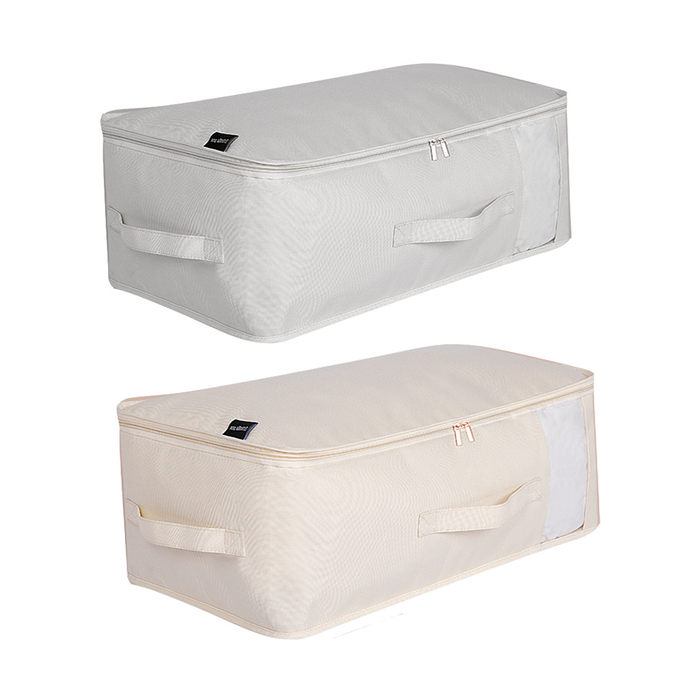 Cross-border Japanese and Korean cotton quilt bags, mesh fabric transparent clothing quilts, wardrobe organization bags, thickened solid-color cotton quilt storage bags Item Picture