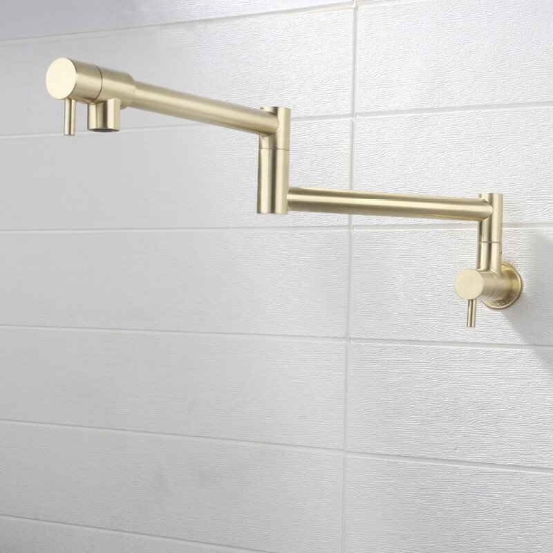 Cross-border foreign trade 304 stainless steel wall-mounted faucet, rotating double-opening American-style kitchen wall folding faucet details Picture