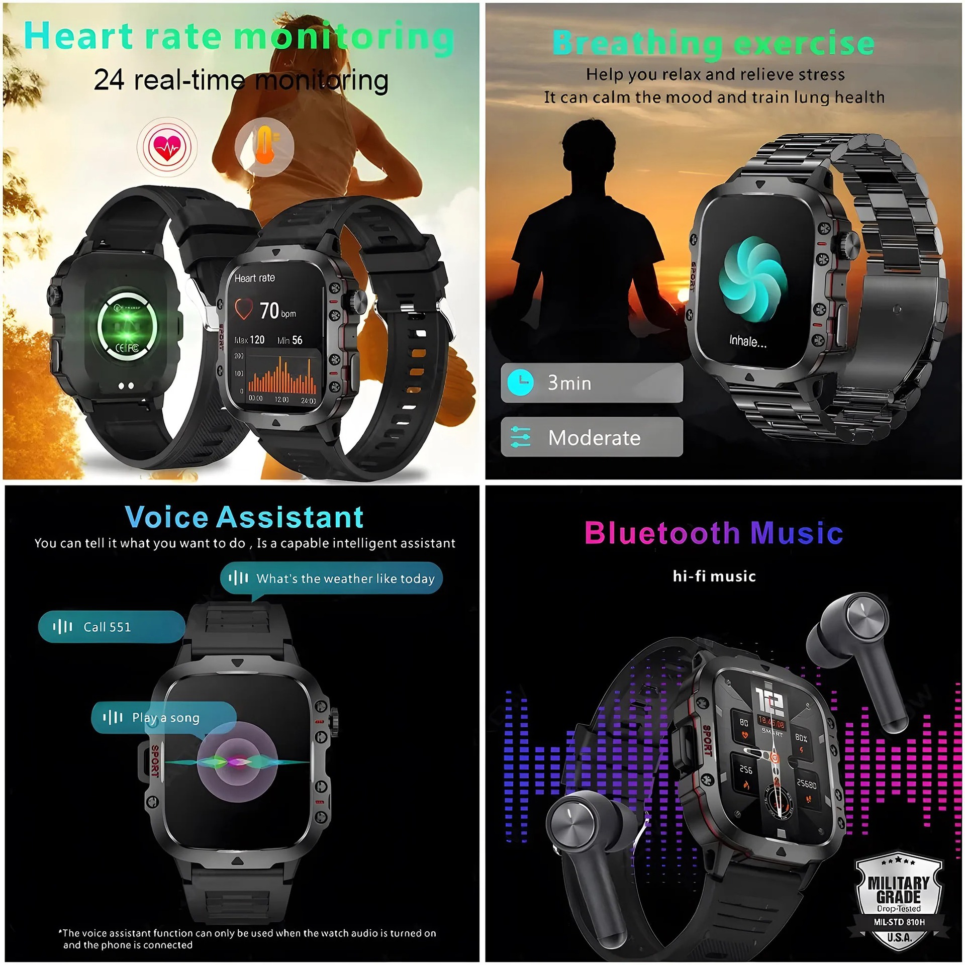Cross-border QX11 smartwatch, three-proof, waterproof, swimming, heart rate, blood oxygen, health monitoring, call qx11 smartwatch Item Picture