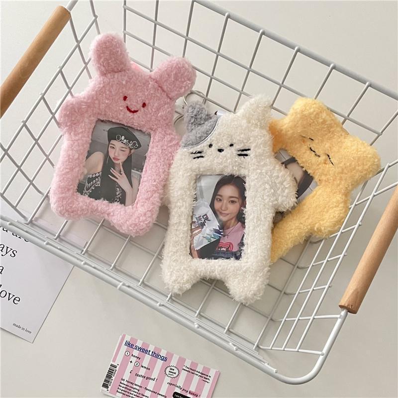 Korean cartoon cat plush card case, girl's star-chasing album card display pendant, student Polaroid photo card case full figure
