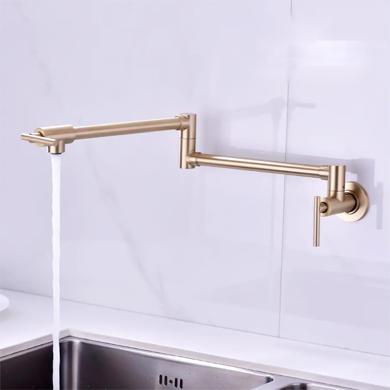 Kaiping Plumbing Hardware Cross-border Golden Folding Faucet, kitchen golden faucet single cooling universal folding wall-mounted type Specification drawing