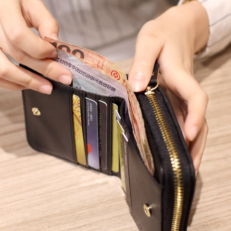 2022 Korean version mini money bag for girls, short zipper, short and cute coin purse, student embroidered wallet for girls Specification drawing
