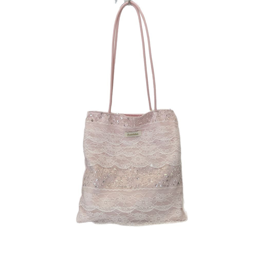 54151 Large-capacity patchwork purple lace tote bag 2025 Sequined hand-held underarm bag for women's commuting single-shoulder Item Picture