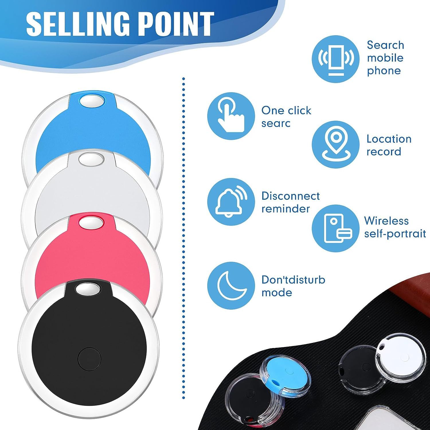 Cross-border circular Bluetooth anti-loss device, mobile phone key, two-way lost and found alarm, Bluetooth tracker details Picture