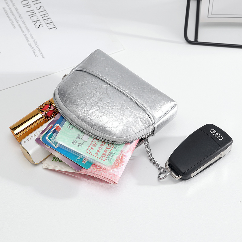 New Ailun large-capacity zipper wallet women's fashionable clutch, oil wax leather shell miscellaneous and loose change storage bag Specification drawing
