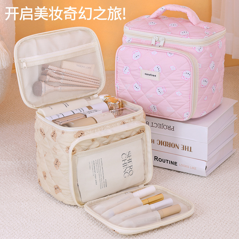 New cross-border high-appearation-level large-capacity zoned storage magic makeup bag, travel portable makeup brush storage bag full figure