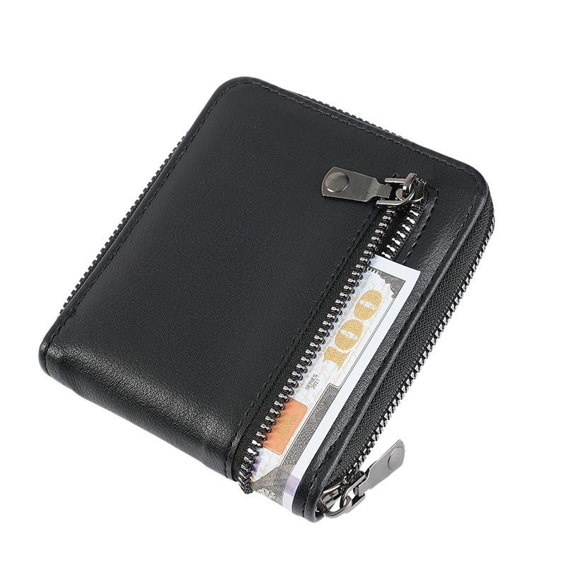 Men's short zipper coin purse, student Korean-style trendy small wallet, teenagers' wallet, multi-functional card case Item Picture