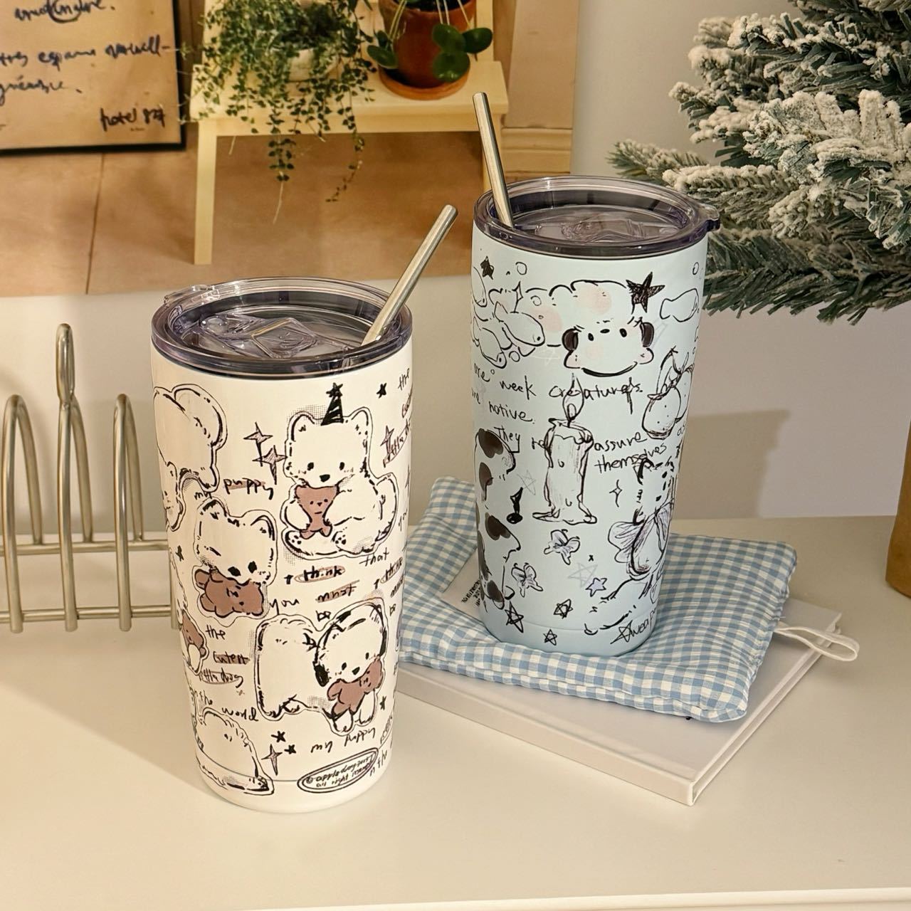 High-appearance-level insulated cup, cartoon cute puppy, 304 stainless steel large-capacity water cup, high-temperature resistant portable coffee cup Application Scenario