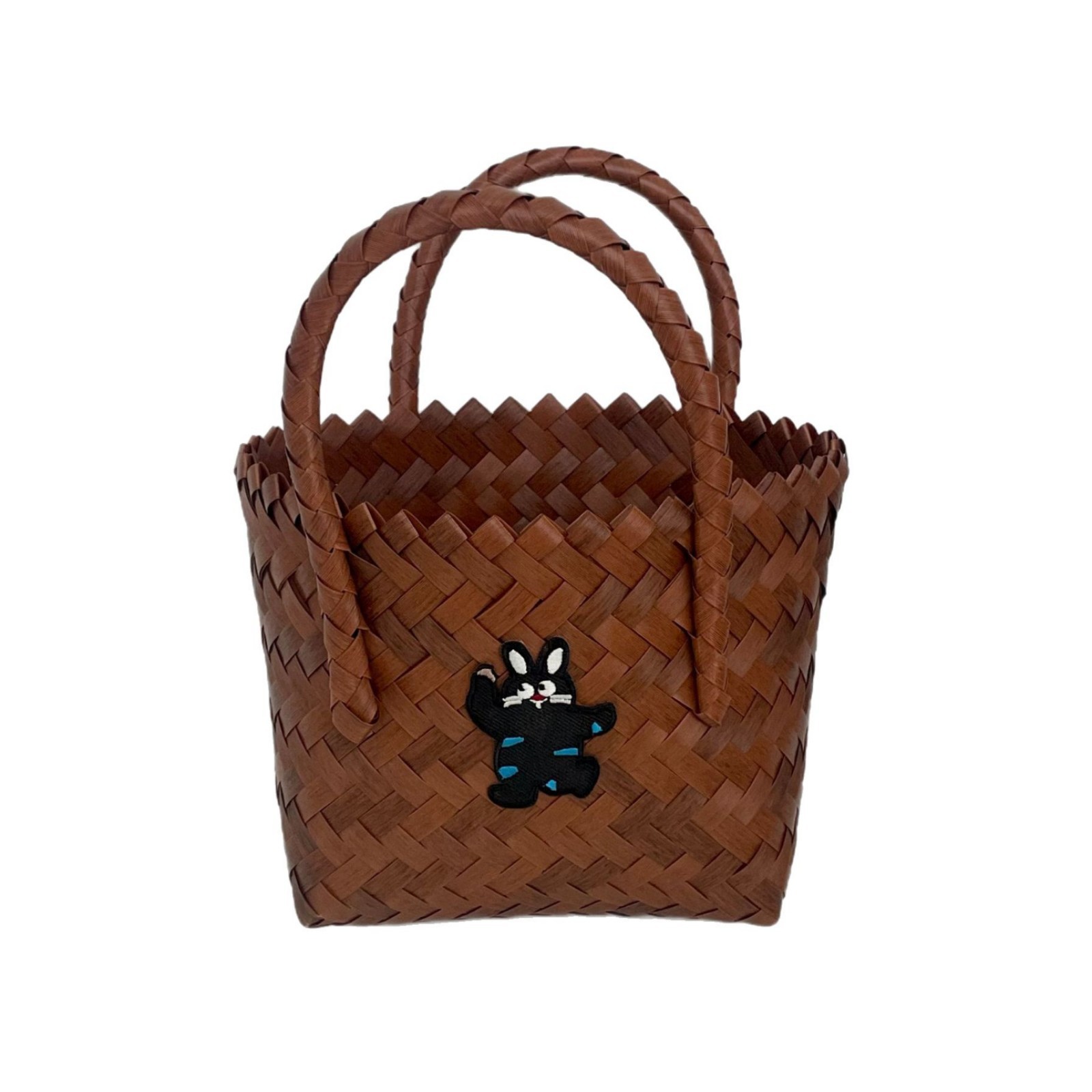Retro niche woven tote bag, vegetable basket, hand bag, shoulder bag, large-capacity seaside vacation bag, commuter bag for women Item Picture