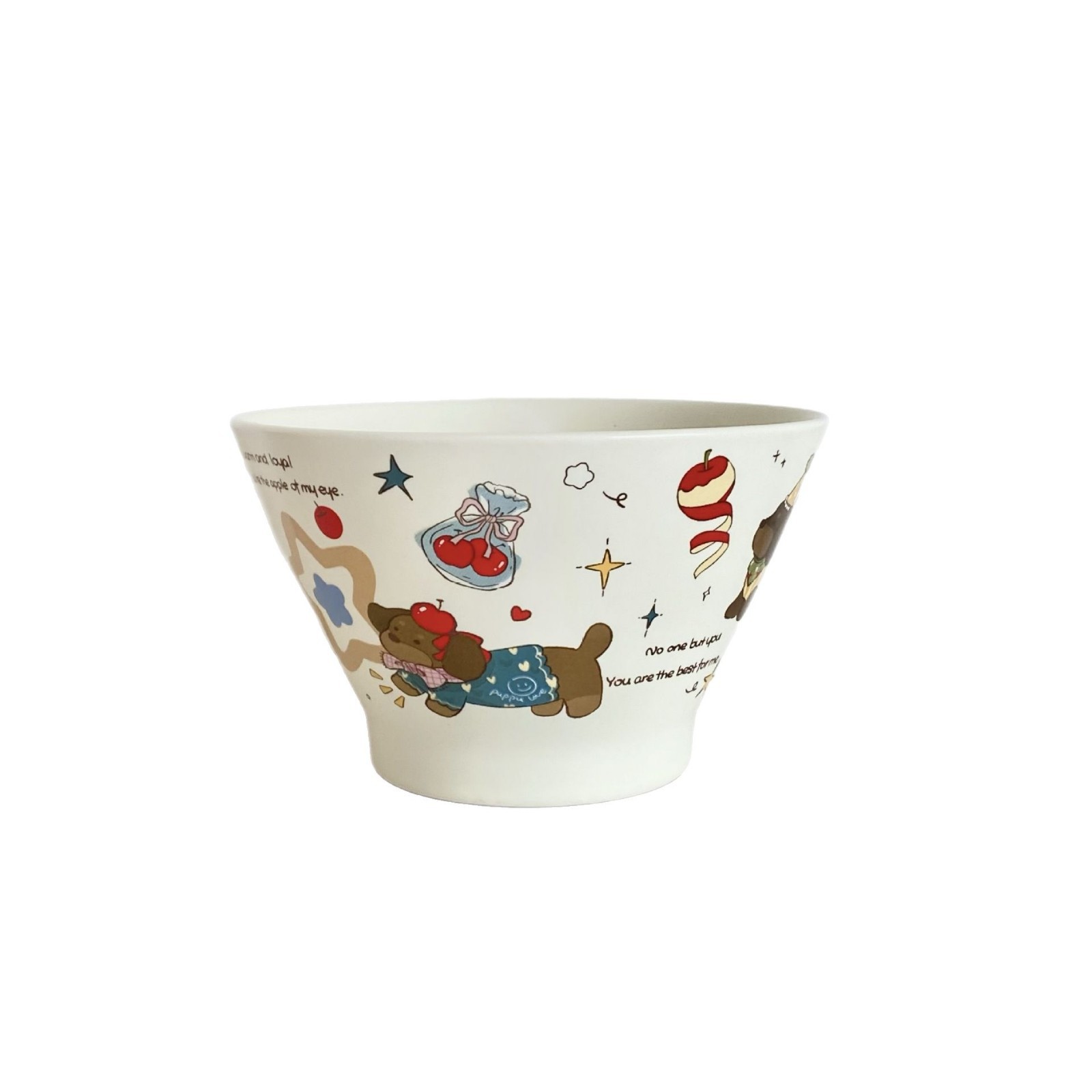 Ceramic cartoon conical hat bowl, cute, childlike and retro ceramic rice bowl, household dessert bowl, breakfast bowl, small bowl for drinking soup Item Picture